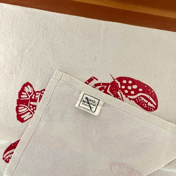 Lobster Tea Towel: Organic Cotton Flour Sack, Nautical Maine Decor Pre-owned - Picture 2 of 5